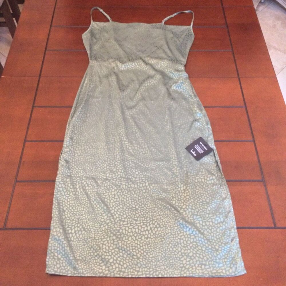 NWT total stunner sage cowl front slinky spaghetti strap dress large